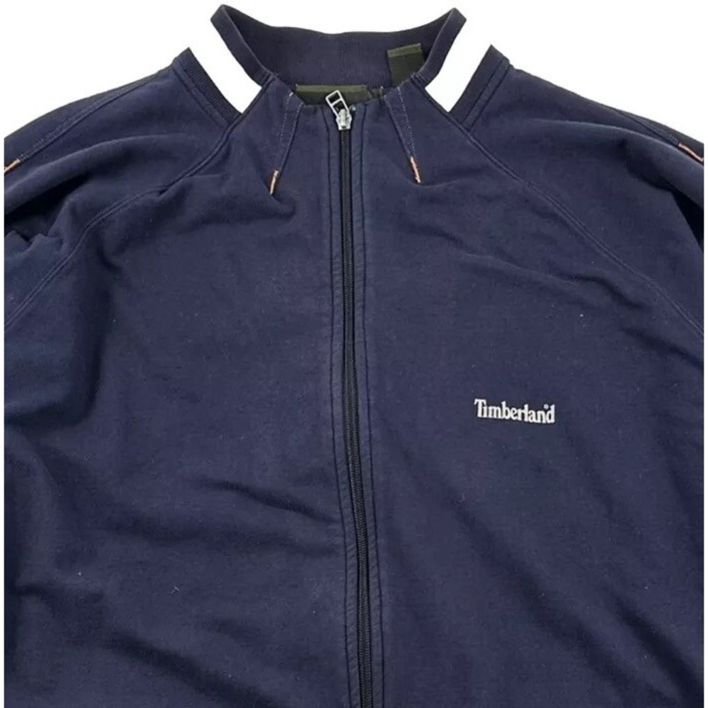 Vtg TIMBERLAND Mens Zip Up Jacket‎ XXL 2XL Blue Track Varsity Baggy 90's Y2K